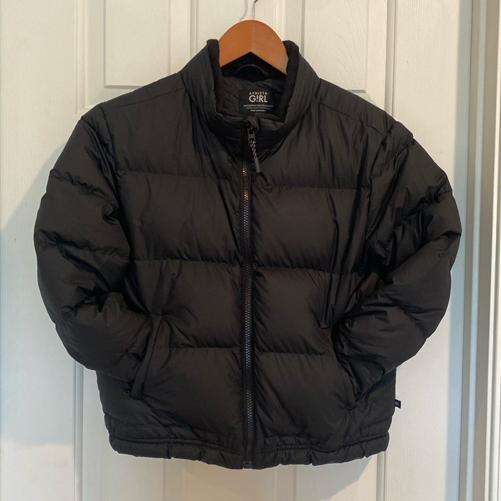 Athleta Girl So Down jacket, black, L/12